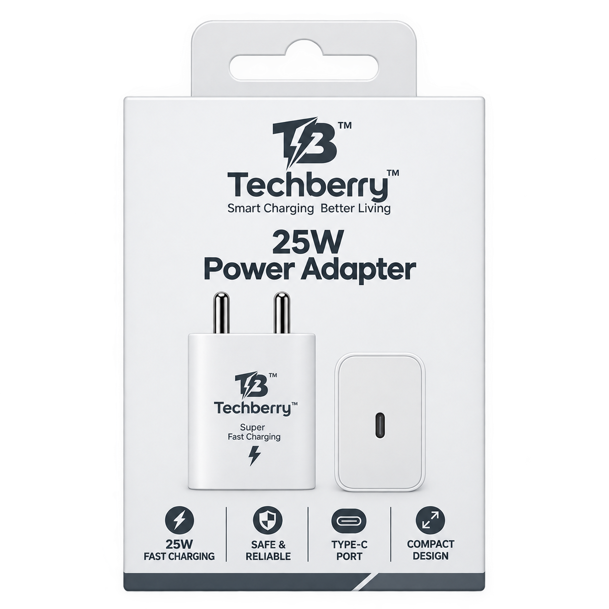 Techberry 25W USB Type-C Fast Charging Adapter with Data Cable
